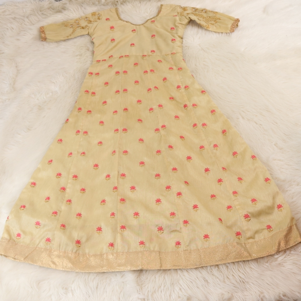 Indian Paki Embroidered Silk Shantung Style Dress